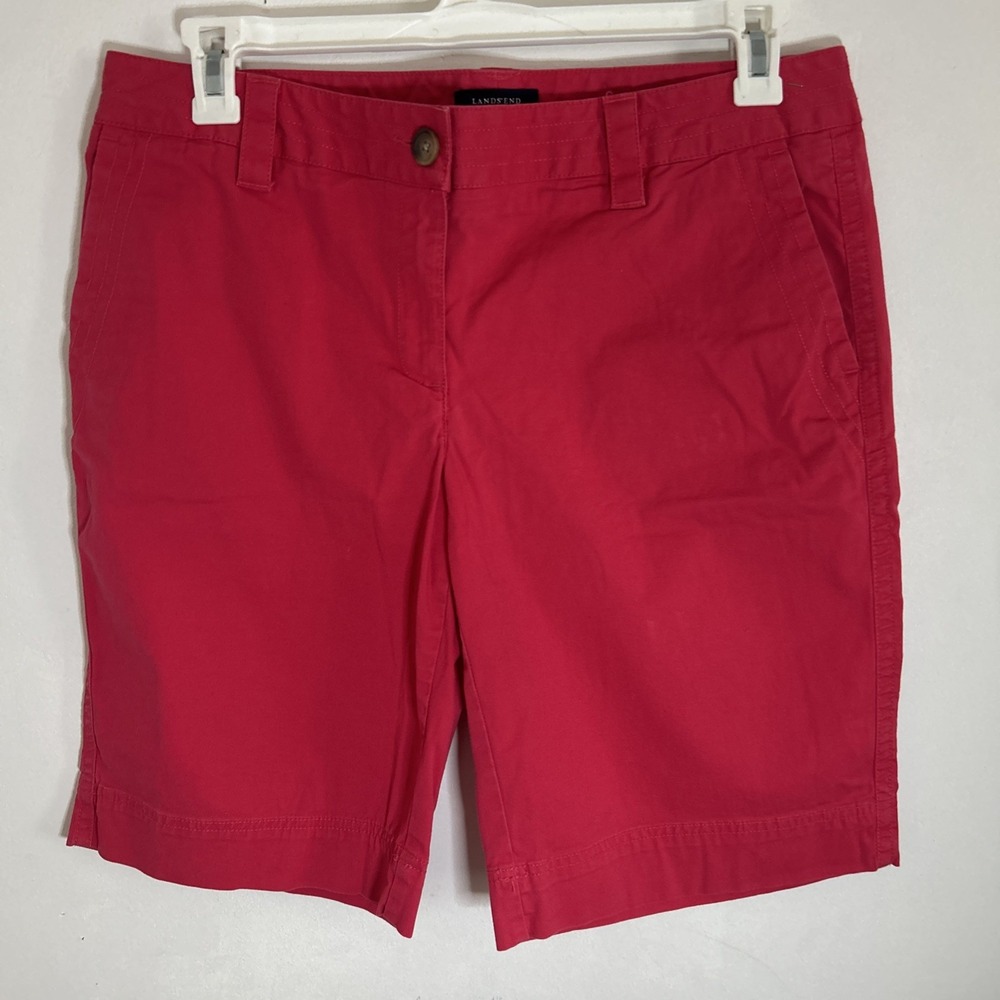 Lands'‎ End Women's Fit 12 Red  Twill Chino Shorts Size 12 Cotton Blend